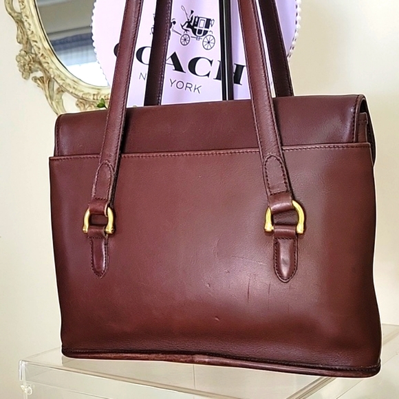 CoachVintage9808EquestrianFlapBagMahoganyBrownBrassHardwareUSA🇺🇸 - Picture 8 of 17